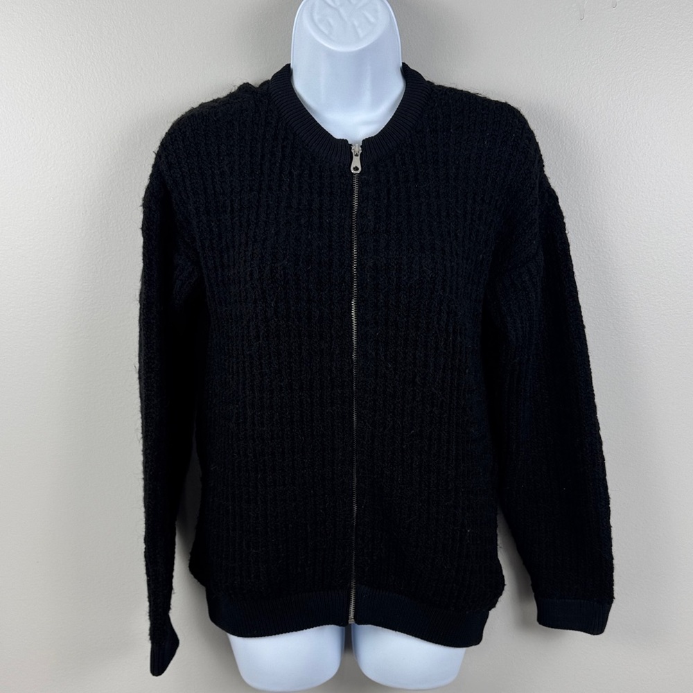 Topshop Full Zip Black Sweater - 2